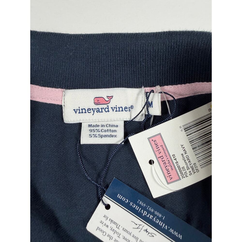 NEW Vineyard Vines Women’s Shoreline Polo Shirt Navy Short Sleeve Size Medium - Picture 7 of 9